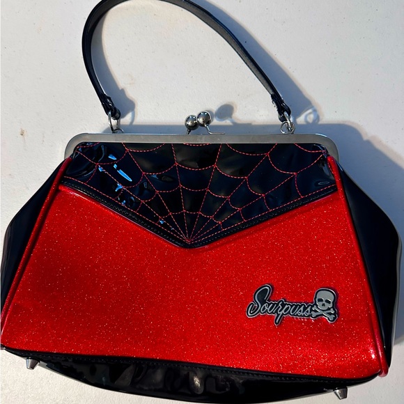 Sourpuss Handbags - Sourpuss Red Webbed Backseat Baby Purse